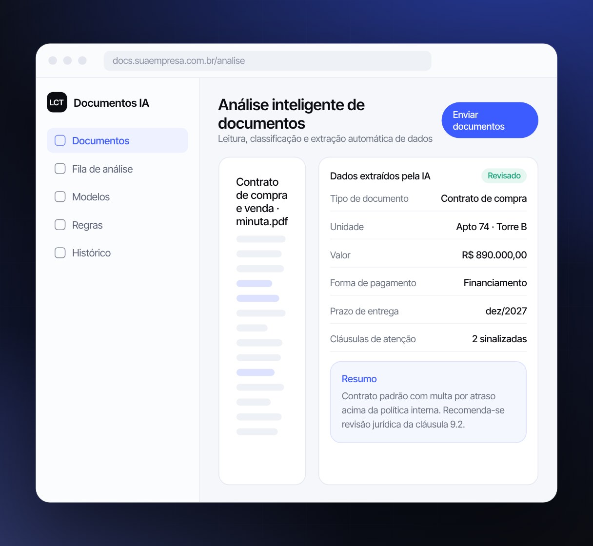 Interface do projeto Processamento Inteligente de Documentos