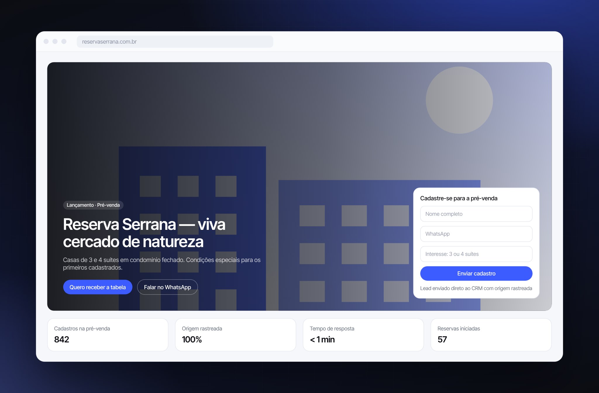 Interface do projeto Plataforma para Lançamentos Imobiliários