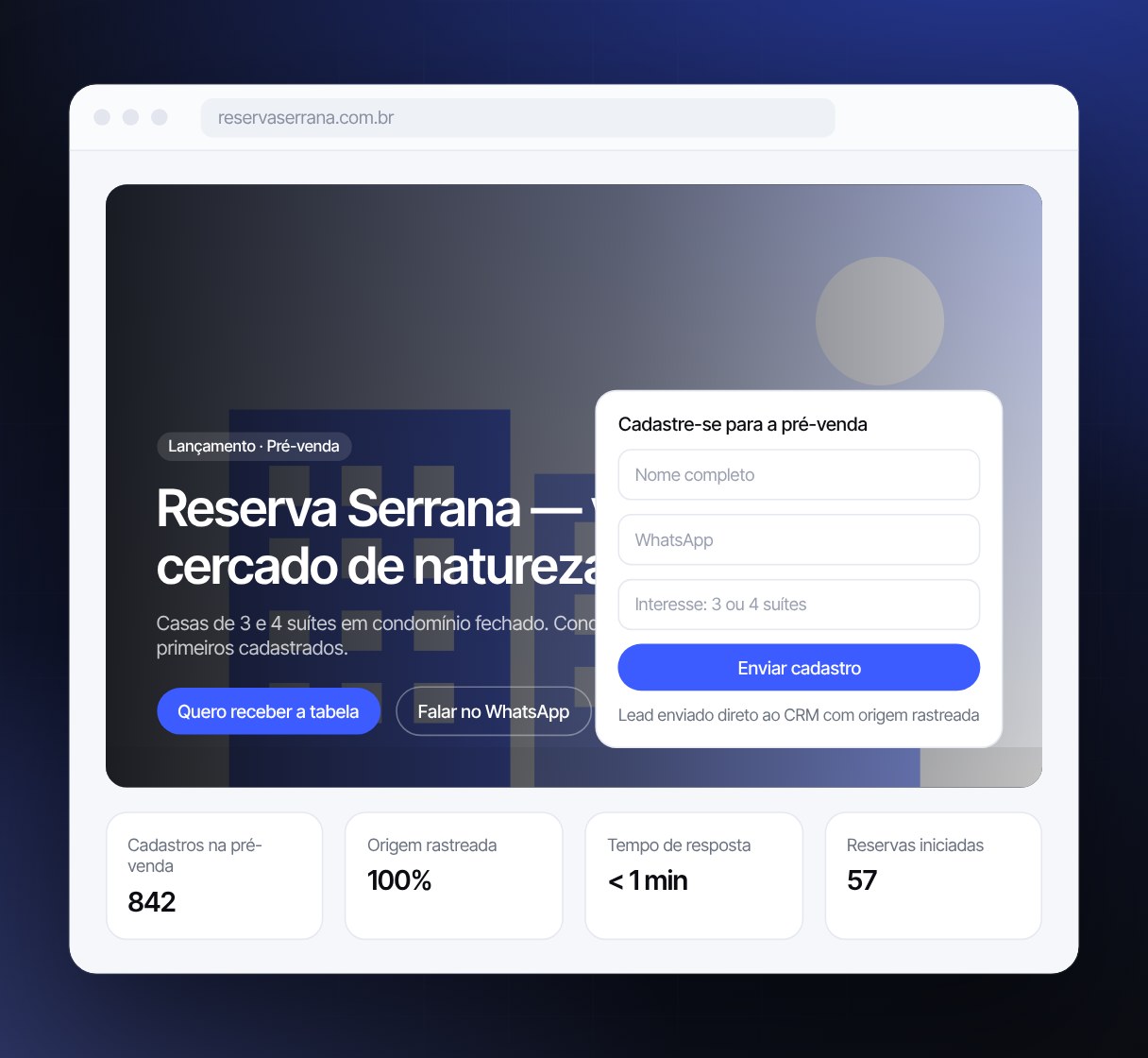Interface do projeto Plataforma para Lançamentos Imobiliários