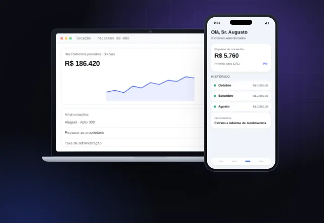 Interface da solução-modelo Portal do Proprietário e Repasses