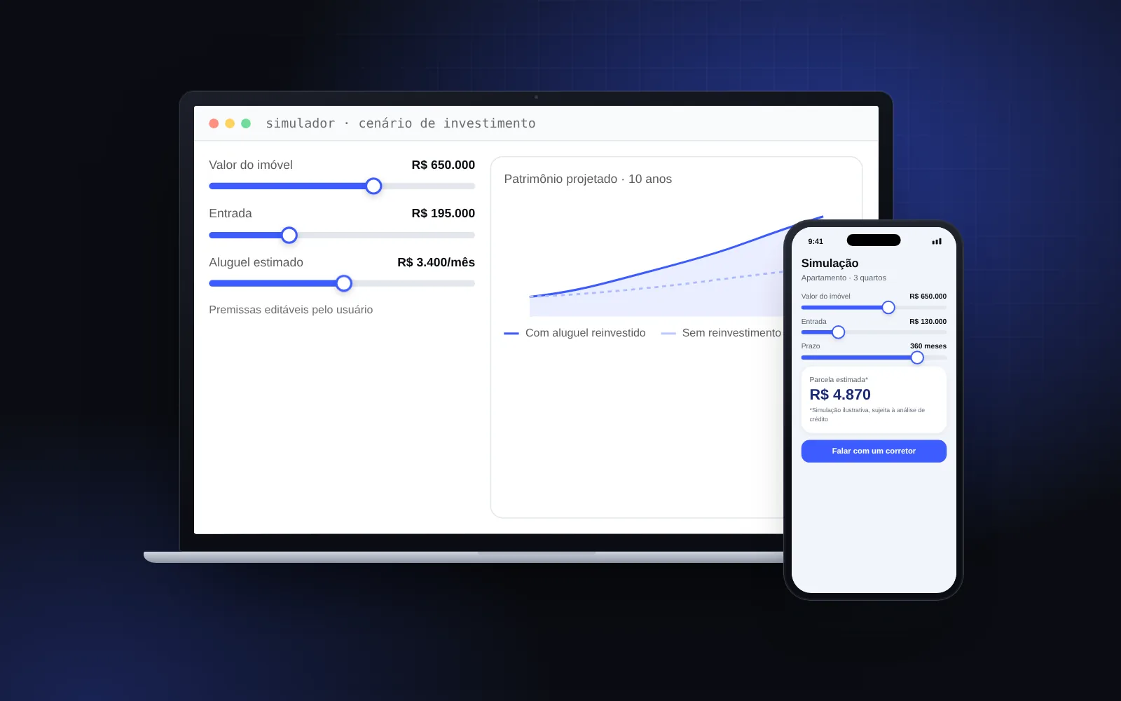 Interface da solução-modelo Simulador de Financiamento e Proposta